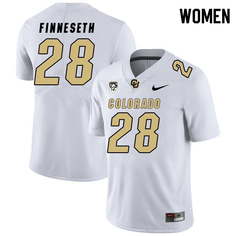 Women #28 Ben Finneseth Colorado Buffaloes College Football Jerseys Stitched Sale-White - Click Image to Close